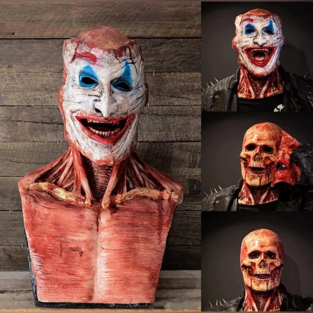 Scary Halloween Mask, Joker Double layer Ripped Mask, Halloween Full Head Skull